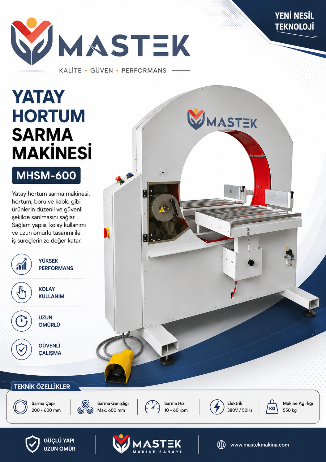 mst-2026-102 BANTLI DÖNER STREÇ SARMA MAKİNESİ 